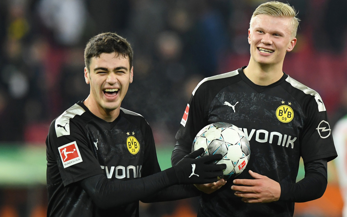 Dortmund's Giovanni Reyna and Erling Haaland